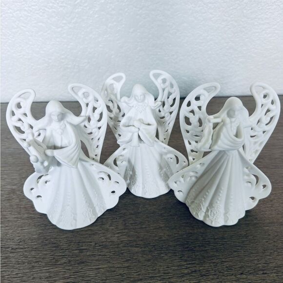 Christmas Holiday Ceramic Angel Figurine Bells 3-pc Set - Picture 3 of 5